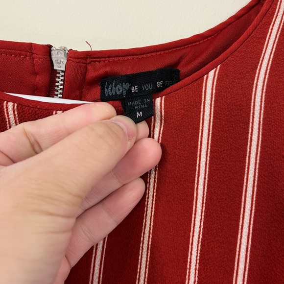 Bebop Be You Be Free Res White Stripe Zipper Back Mini Dress - Picture 3 of 7